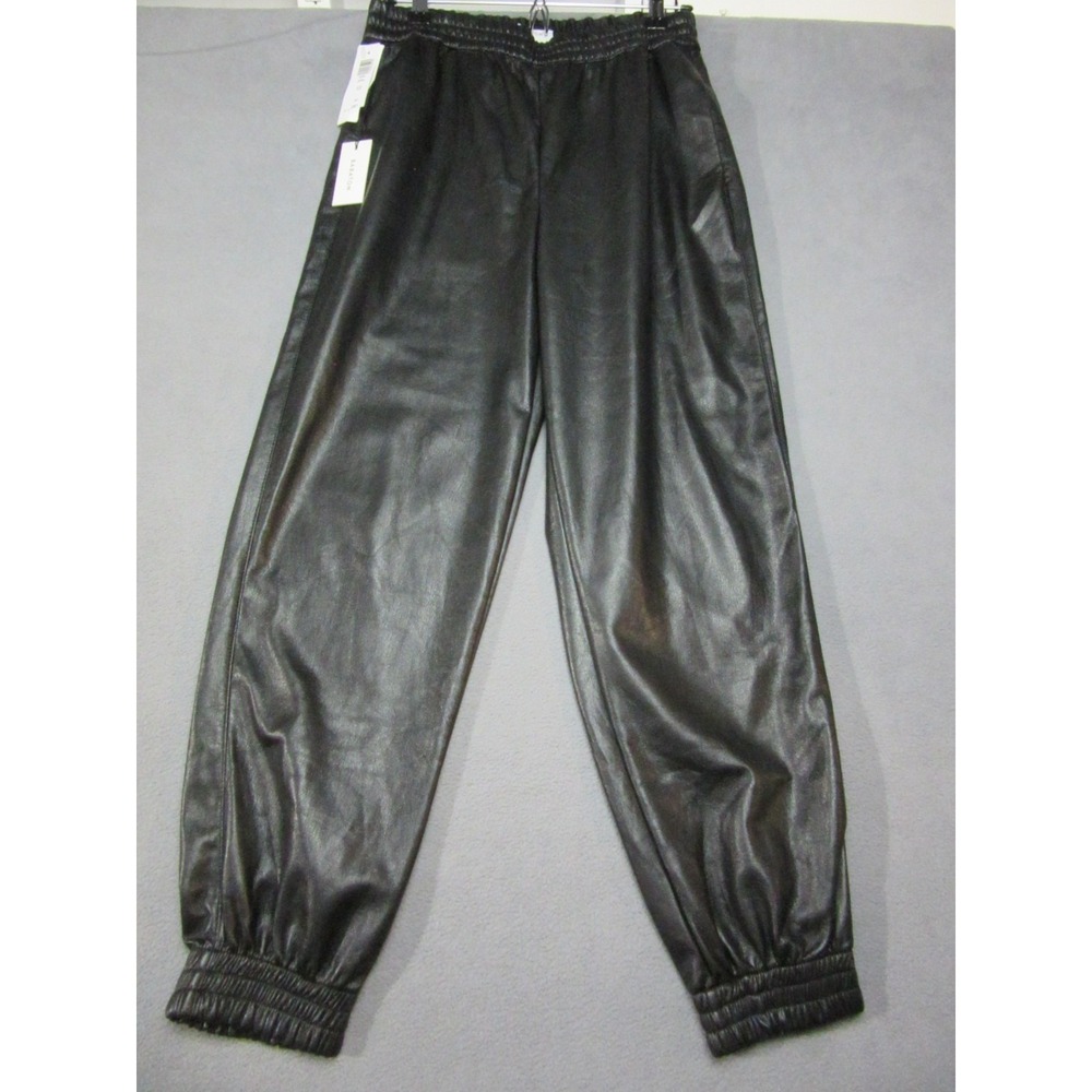 Babaton Pants Womens Small Black Aritzia Zedel Vegan Leather Jogger Stylish New
